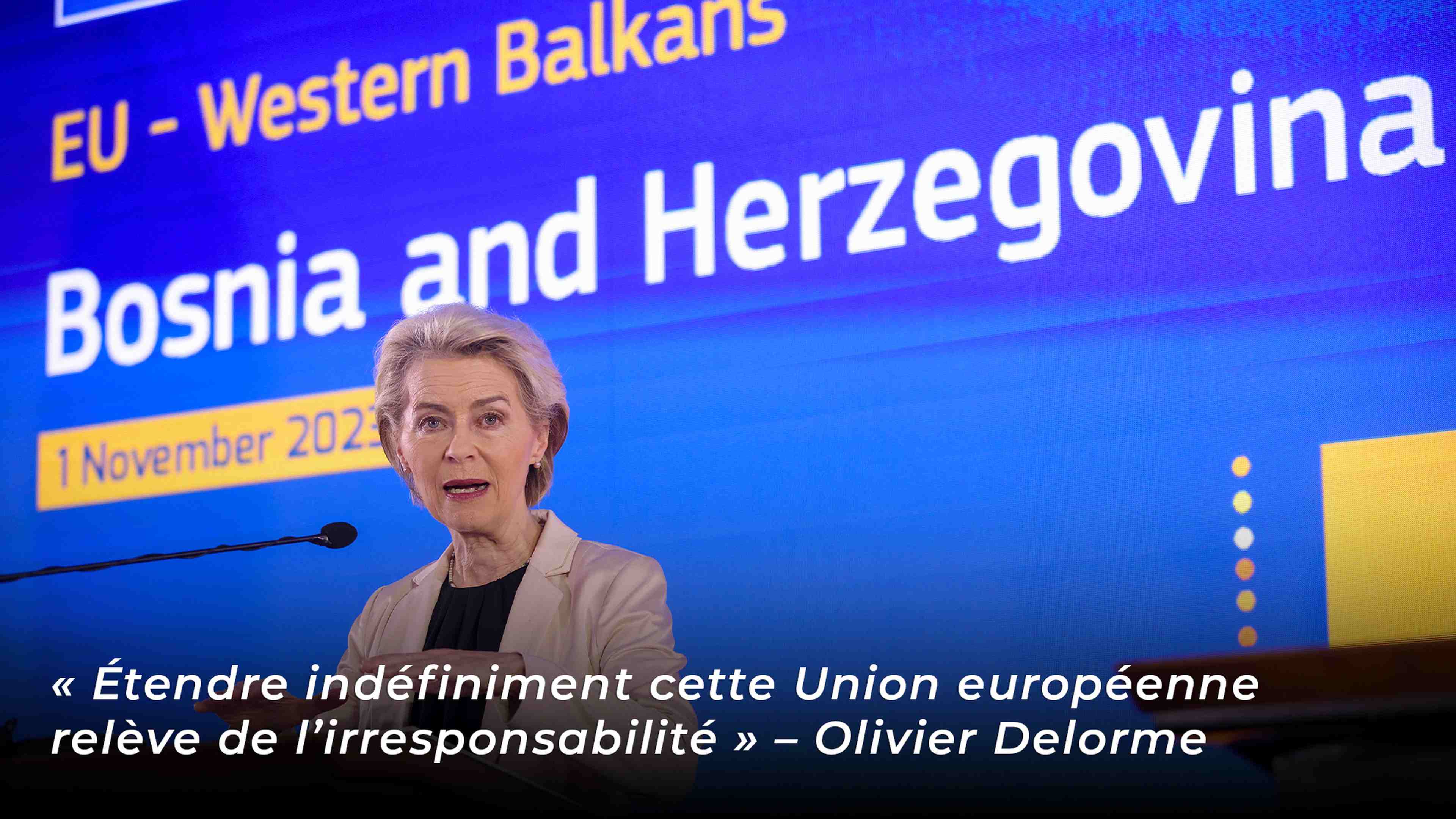 Ursula von der Leyen, présidente de la Commission européenne, à Sarajevo le 01/11/2023.