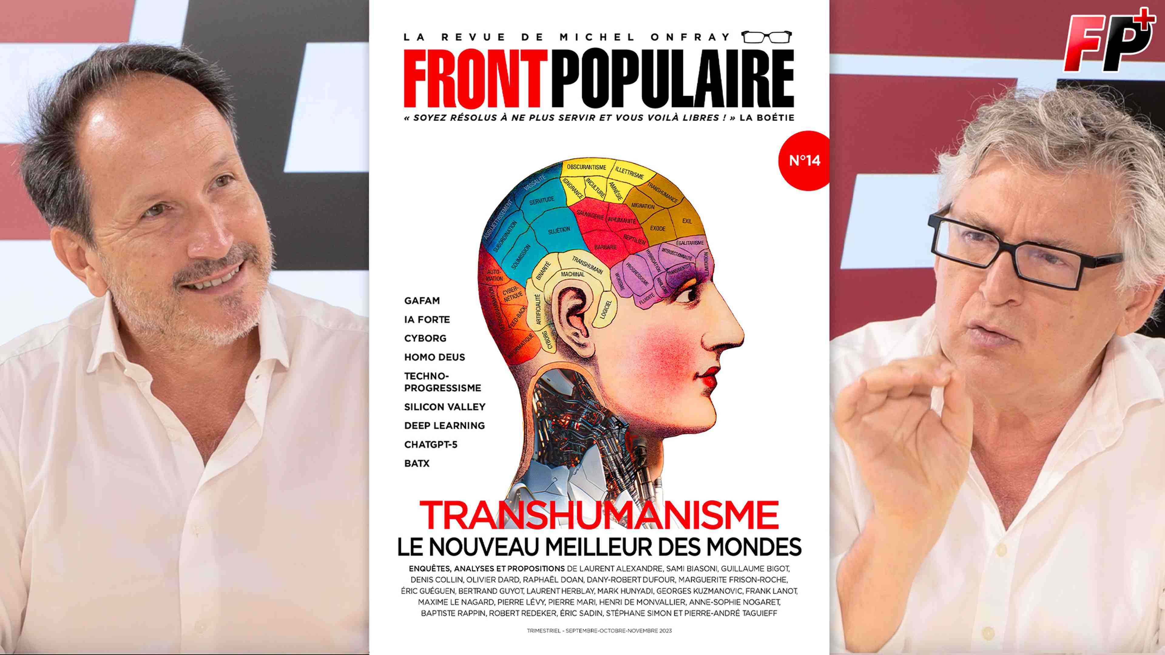 Michel Onfray et Stéphane Simon présentent le numéro "Transhumanisme" de Front Populaire